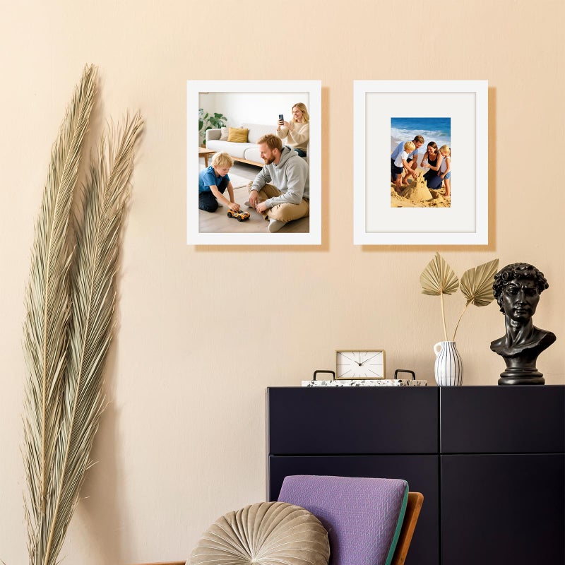 WUTL Picture Frames 8x10 2 Pack Made of Solid Wood White for Wall Mounting and Tabletop Display - Image 5